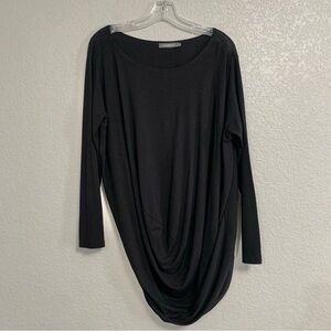 Alembika Top Womens 4 Lagenlook Asymmetrical Seam Oversized Drape Black US XL
